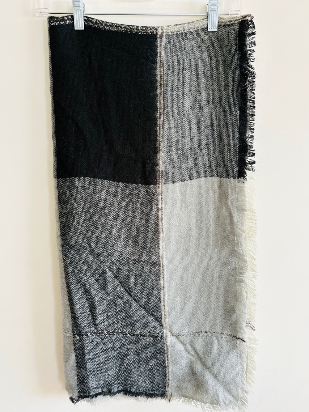 Lauren Conrad Black and Gray Plaid Blanket Scarf